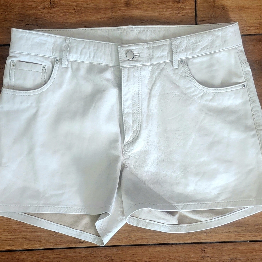 Bod & Christiensen Cream Leather Shorts Size 8 New